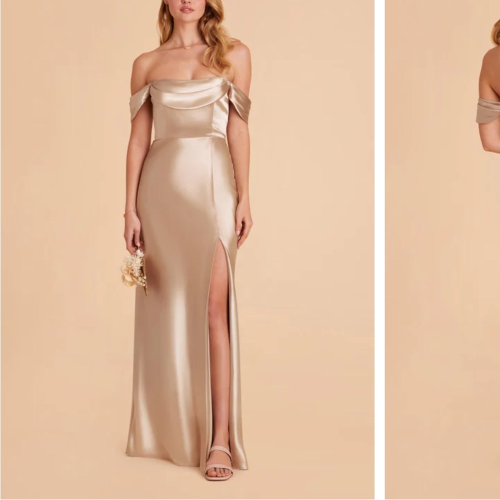 Birdy Grey Gold Off-Shoulder Slit Gown